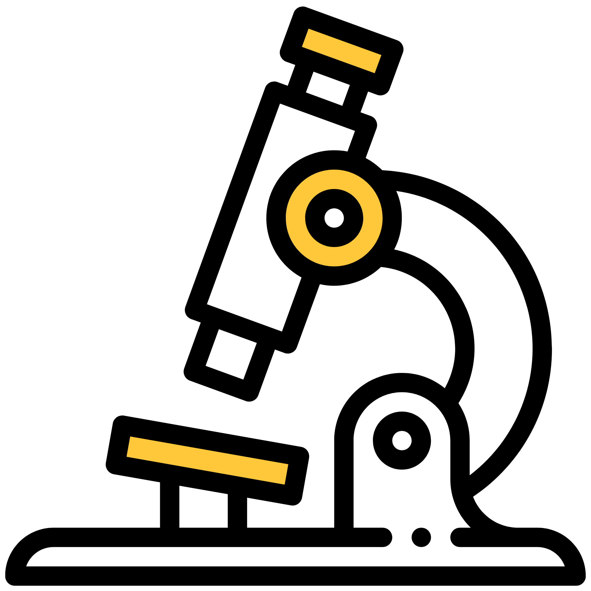 black and yellow icon of scientific equipment microscope