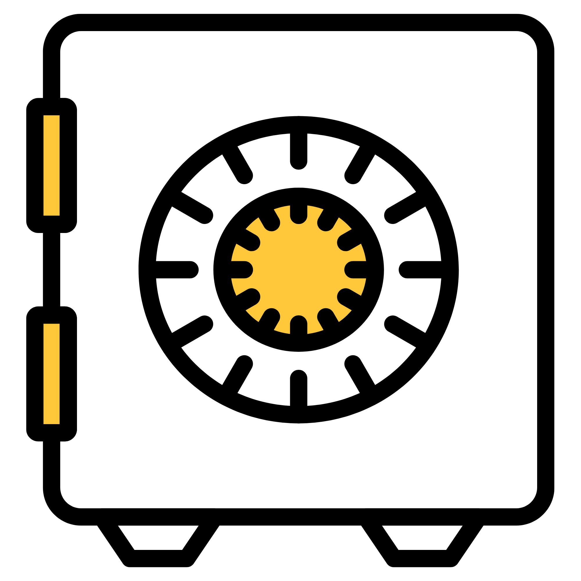 black and yellow icon of safe