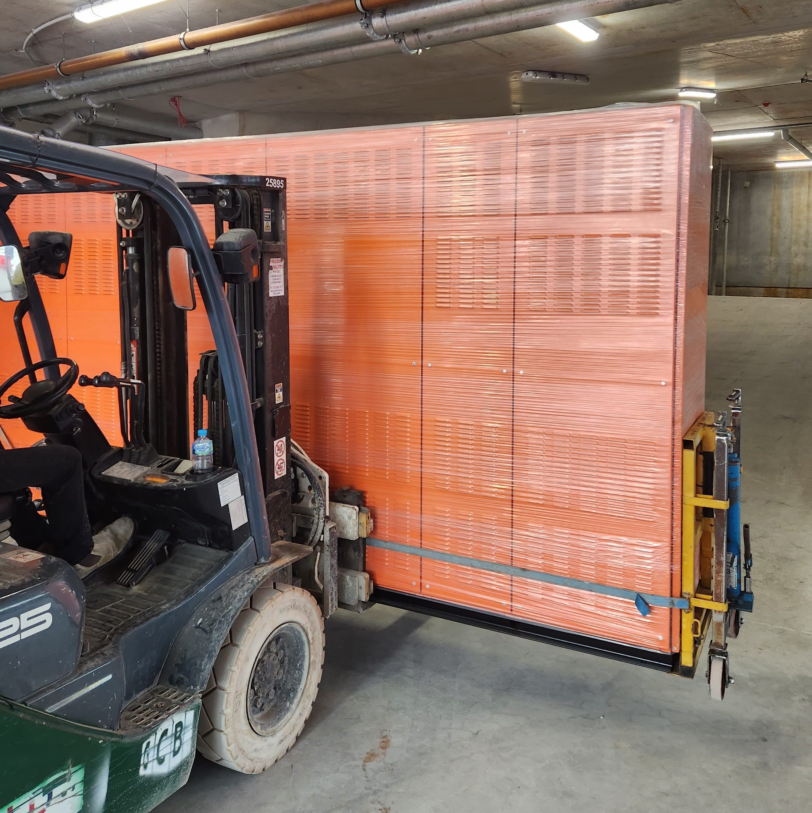 Switchboard relocating with forklift