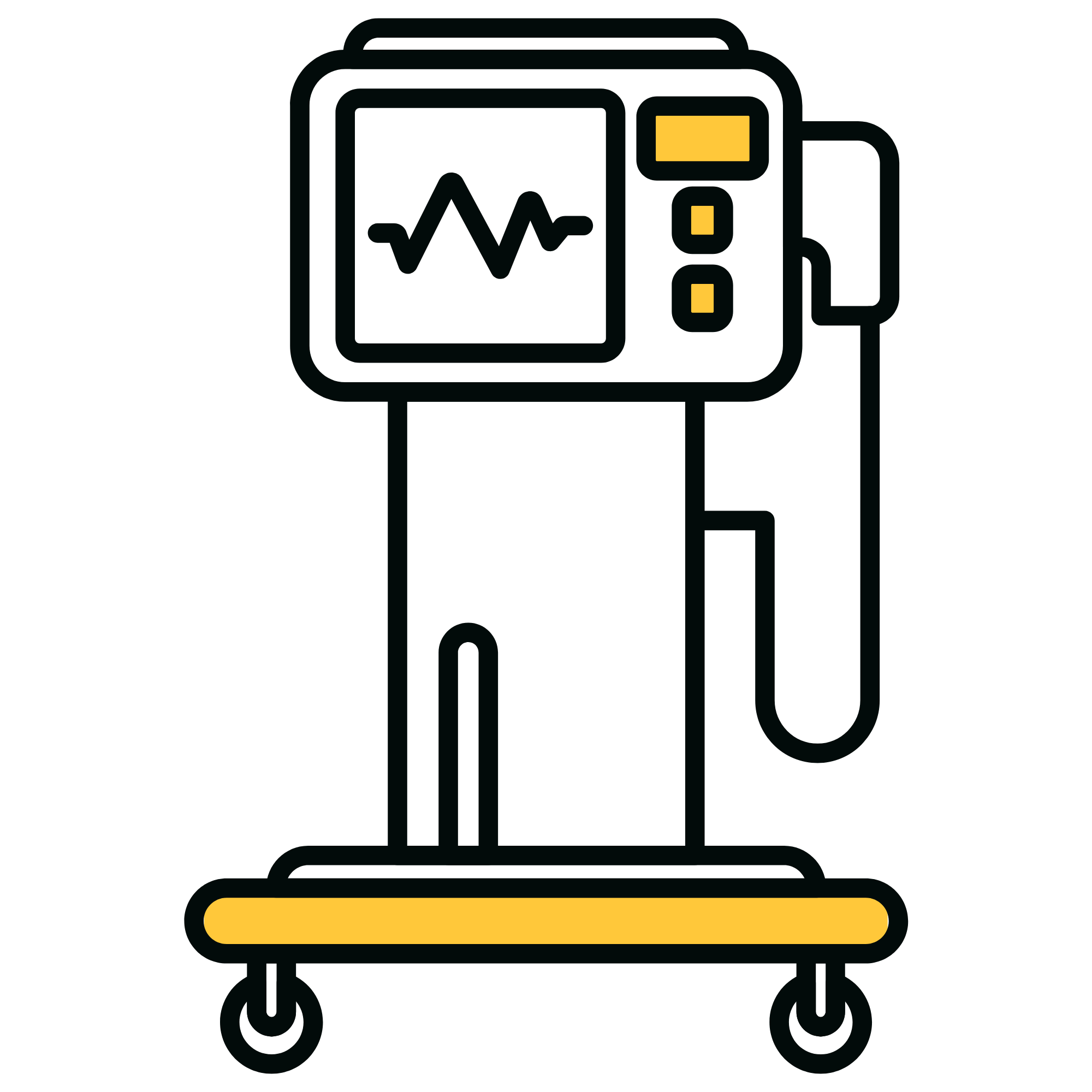 black and yellow icon of medical equipment monitor