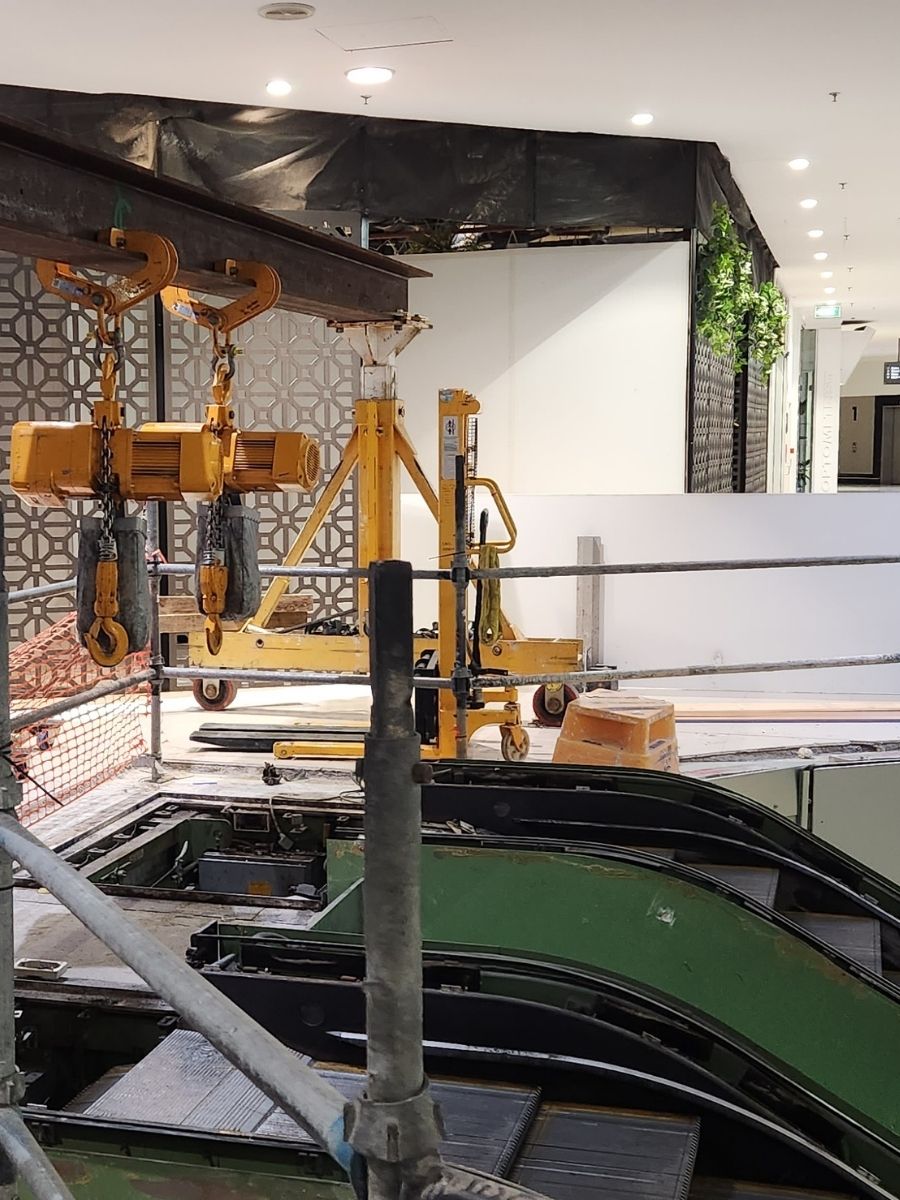 Escalator removal in shopping centre - travellator and lift specialist